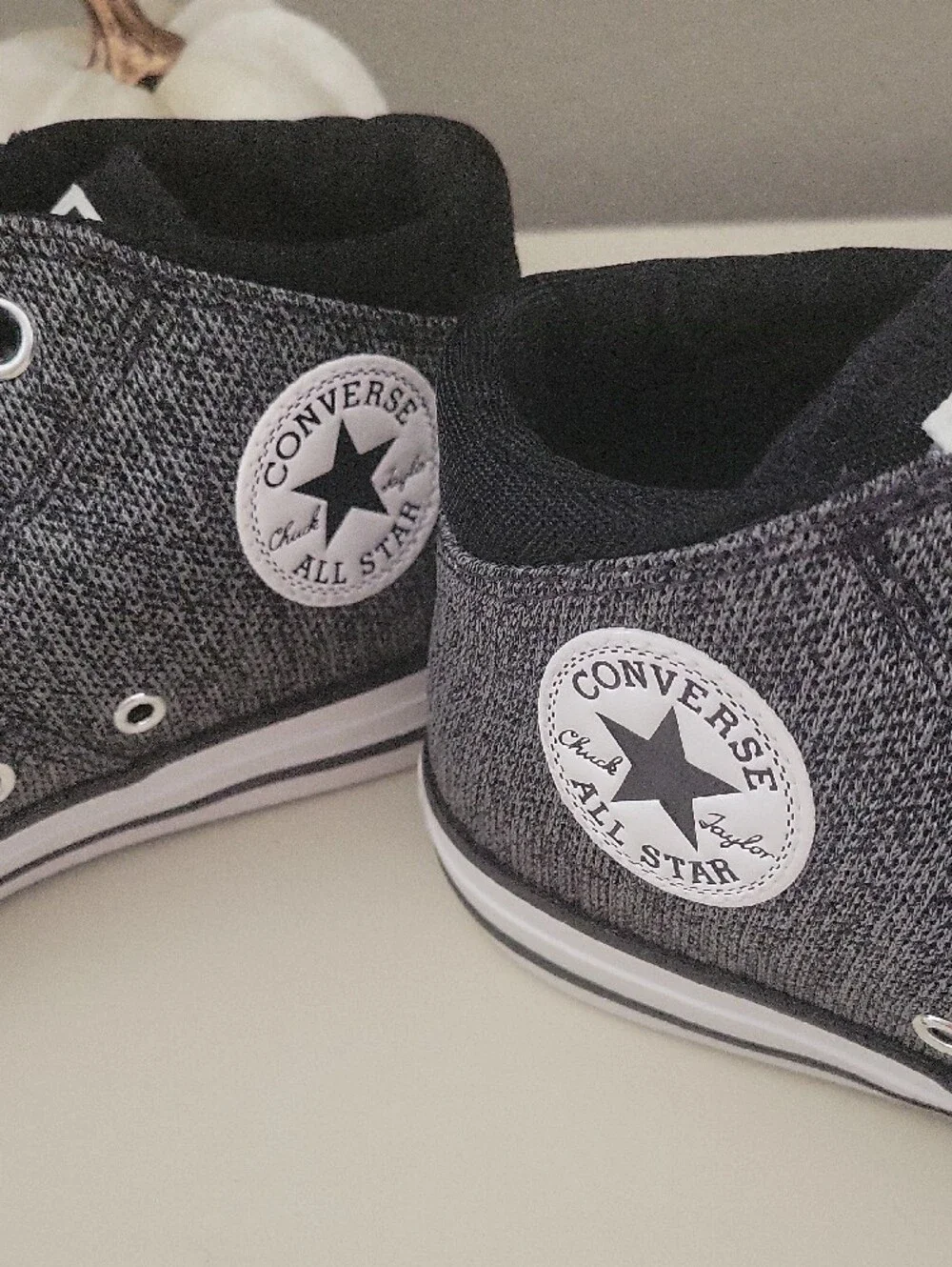 Converse Women's Marald Knit Gray and Black Mid-Top Sneakers